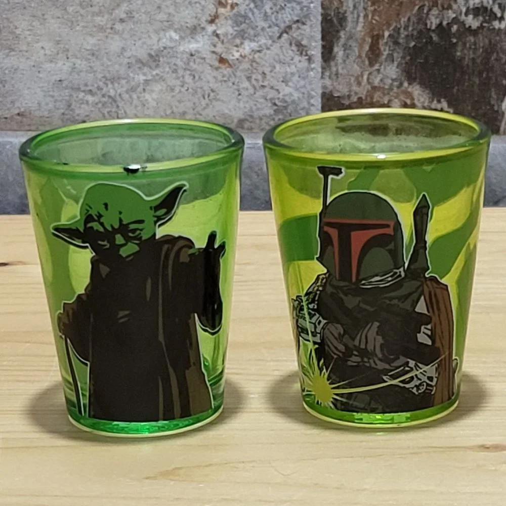 Star Wars Shot Glasses Yoda Vader Boba Fett Storm Trooper Set of 4